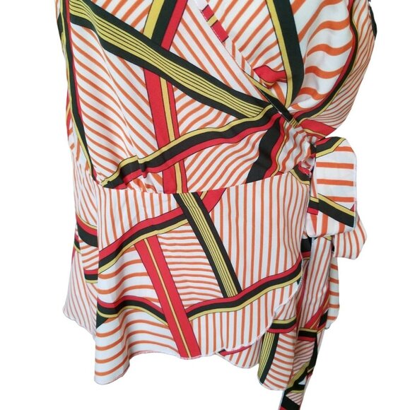 Wrap Shirt Tank Blouse Sleeveless Curvy  Size XL  12-14 Womens Geometric Peplum - Picture 3 of 16